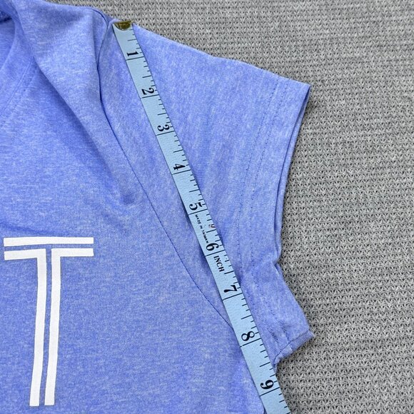 Superman Womens XL Athletic Tee Shirt "I Dont Sweat I Glow" Blue Graphic Print - Picture 10 of 11